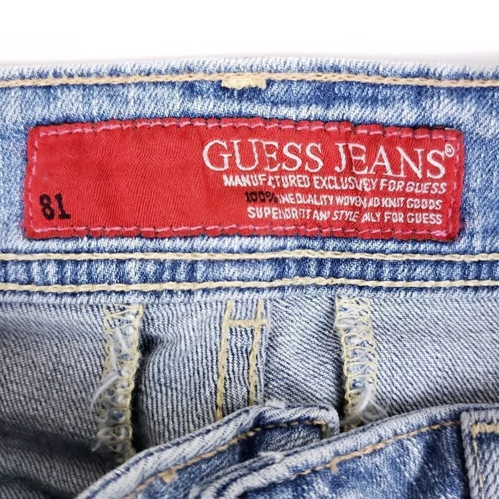 Vintage Guess above knee blue cuffed jean shorts S